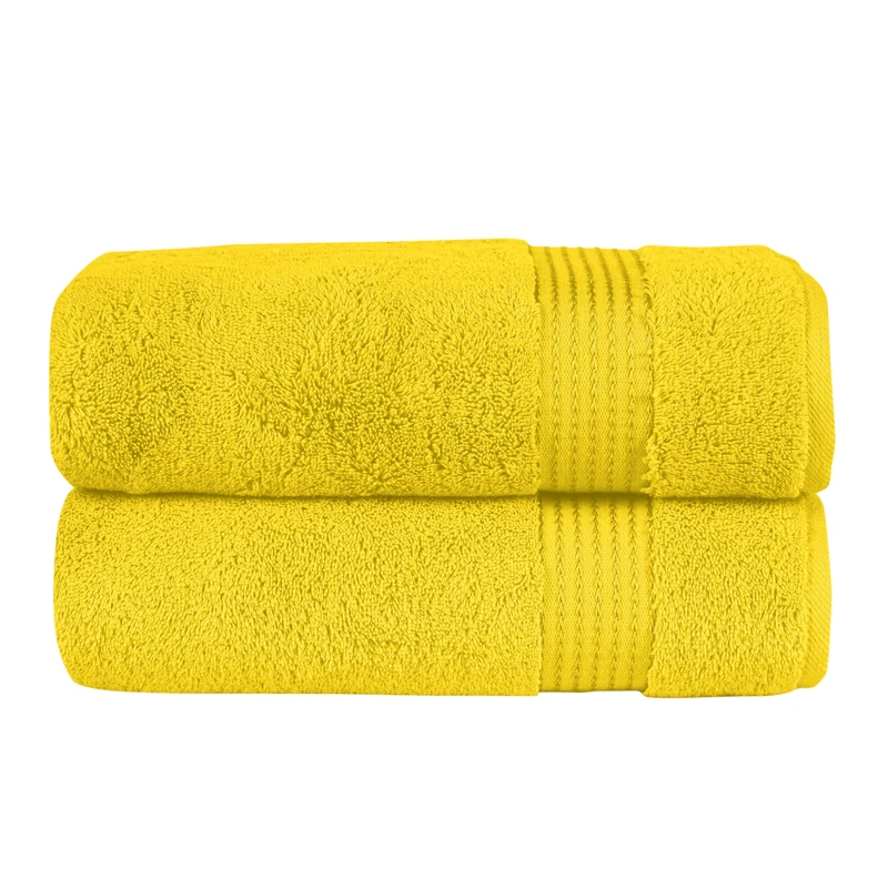 Elegant Comfort Premium Turkish Cotton 2 Pack Bath Towel Set - 27 x 54 inch, Luxurious Hotel Spa Quality 100% Turkish Cotton 2PC Bath Towel Set - Highly Absorbent - Soft Bathroom Towels, Yellow
