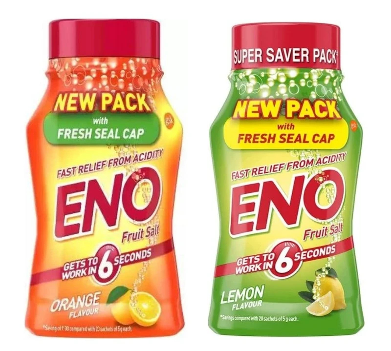 2 x 100g ENO Fruit Salt Combo Pack | Quick & Effective Relief from Acid Reflux, Indigestion & Acidity | Orange & Lemon