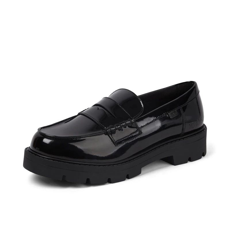 Kickers Girl's Kori Loafer Shoes, Black, 3 UK Child