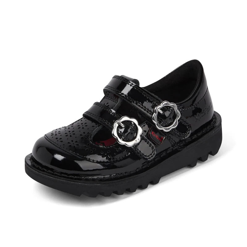 Kickers Girl's Kick T Bar Meadow Shoes, Black, 1 UK Child