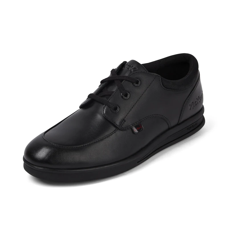 Kickers Boy's Troiko Lo Leather Shoes, Black, 3 UK Child