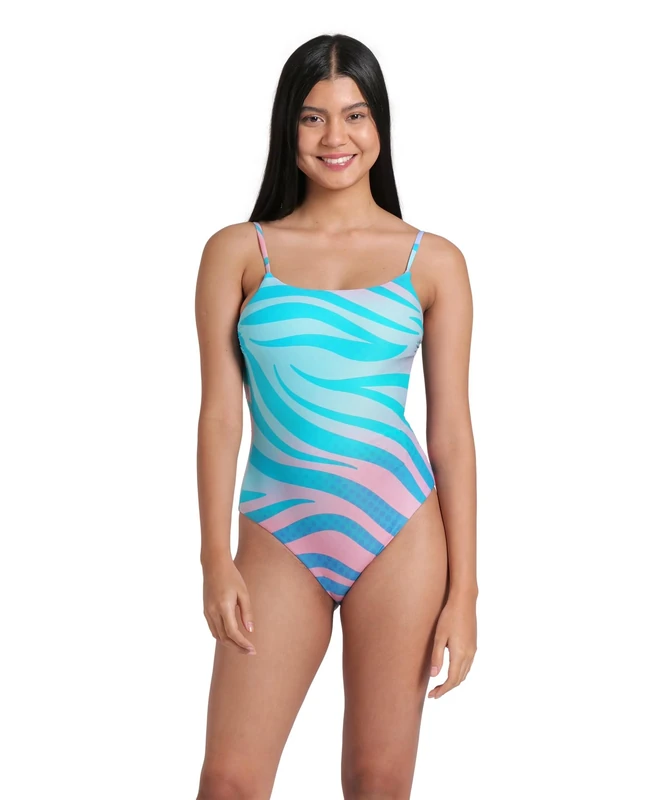 ARENA Water Prints Women's One Piece Swimsuit, Quick Drying Recycled Stretch Fabric Swimsuit, Women's Beach and Pool Costume, Lined Fabric Women's Swimsuit with Removable Cups