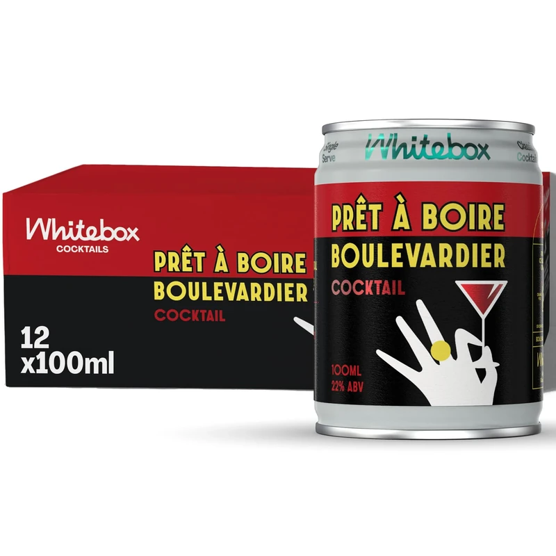 WHITEBOX COCKTAILS Single Serve Classic Prêt À Boire Boulevardier — Case of 12 Cocktail Can | Classic Full Prêt À Boire Boulevardier | Pre-mixed Cocktails Ready To Drink 12x100ml