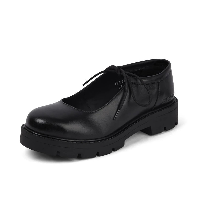 Kickers Women's Kori Mary Jane Lace Leather Shoes, Black, 3 UK