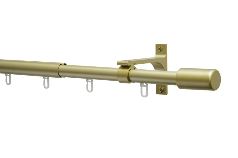 GARDINIA Thasos Curtain Pole Set, Telescopic Function, Inner Rail, Complete Set Including Accessories and Mounting Material, Length 100-190 cm, Diameter 19/22 mm, Aluminium, Matte Gold - Image 1