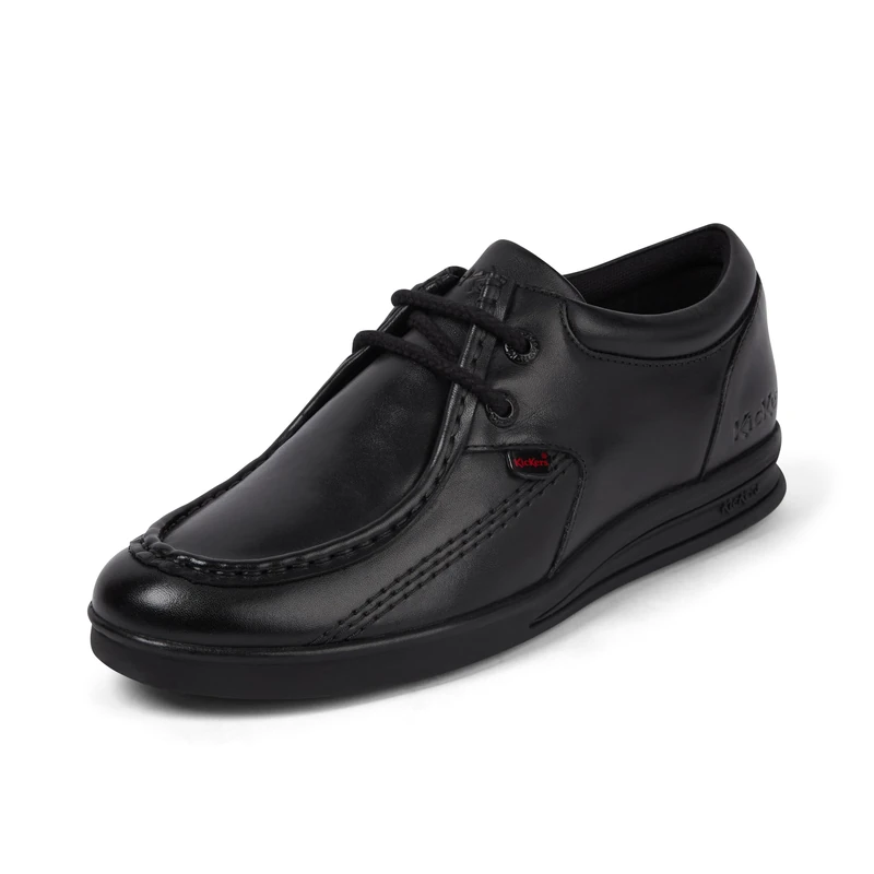 Kickers Boy's Troiko Wall Leather Shoes, Black, 3 UK Child