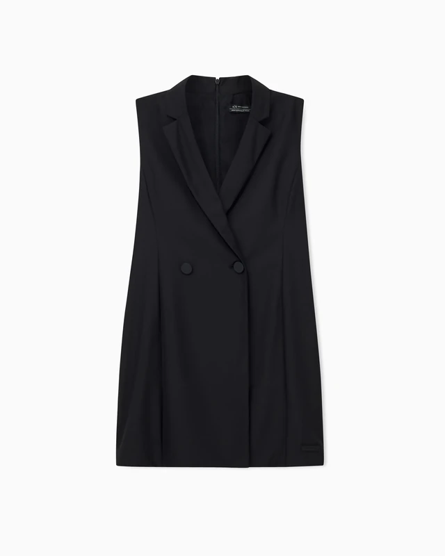 Armani Exchange Women's Reverse Collar Double Button Back Zip, Dress, Black, 14, Black, 22