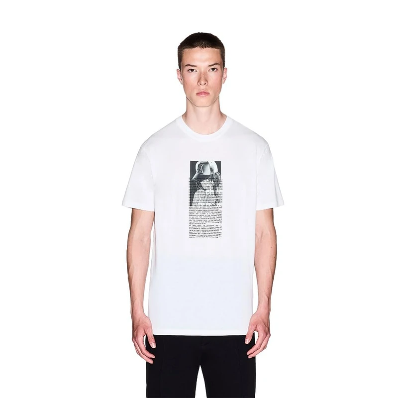 Armani Exchange Men's Short Sleeve Simple Look Printed Front T-Shirt Off White XS, Off White, XS