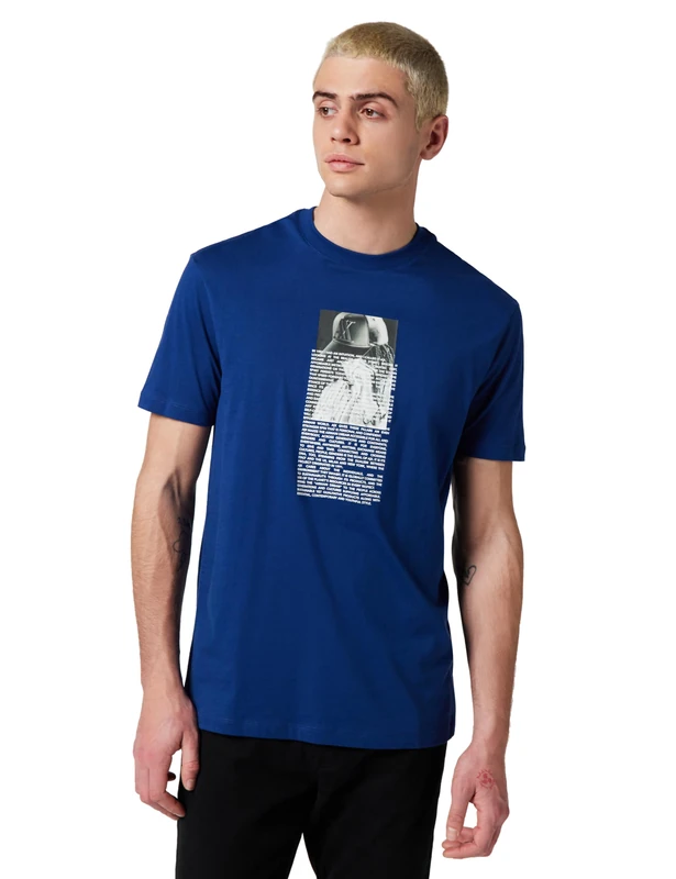 Armani Exchange Men's Short Sleeve Simple Look Printed Front T-Shirt, Estate Blue, M - Image 1