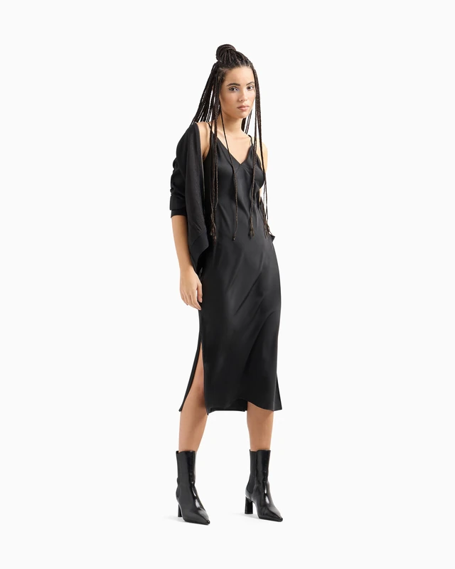 Armani Exchange Women's Satin Essential Dress, Black, 4-14