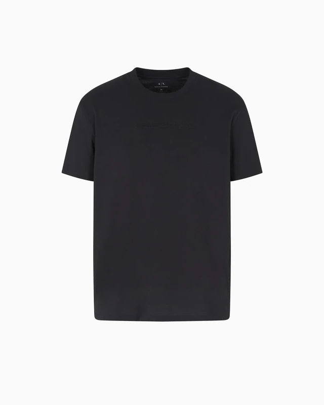Armani Exchange Men's Short-Sleeved Lettering Logo On Front T-Shirt, Black, M