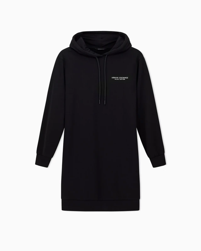 Armani Exchange Women's Milano-New York Side Logo Loged Drawstrings, Dress, Black, XS, black, XS