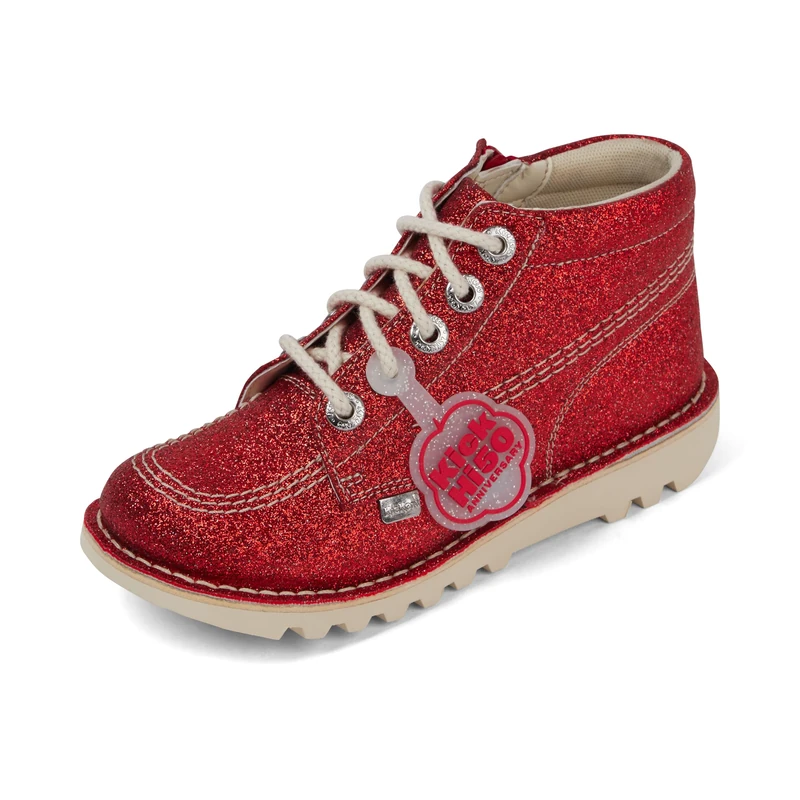 Kickers Unisex Kids Kick Hi Glitter Text Ankle Boot, Red, 12.5 UK Child