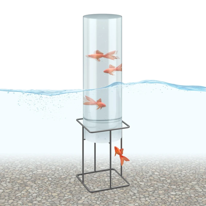 Relaxdays Fish Column, HWD: 87 x 22 x 22 cm, Acrylic, Metal, Tower for Garden Pond, Originak Decoration, Clear/Grey