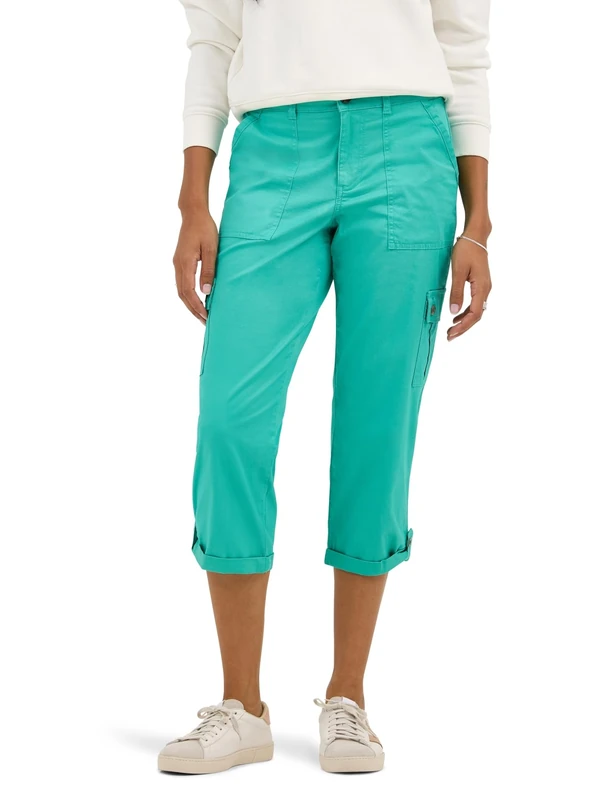 Lee Womens Ultra Lux Comfort with Flex-to-go Cargo Capri Pant, Grassy Green, 6 US