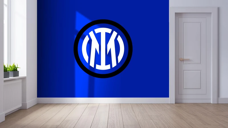 Licensed Decor FC Internazionale Milano Medium Wall Mural (185cm (h) x 100cm (w) - Crest on Blue