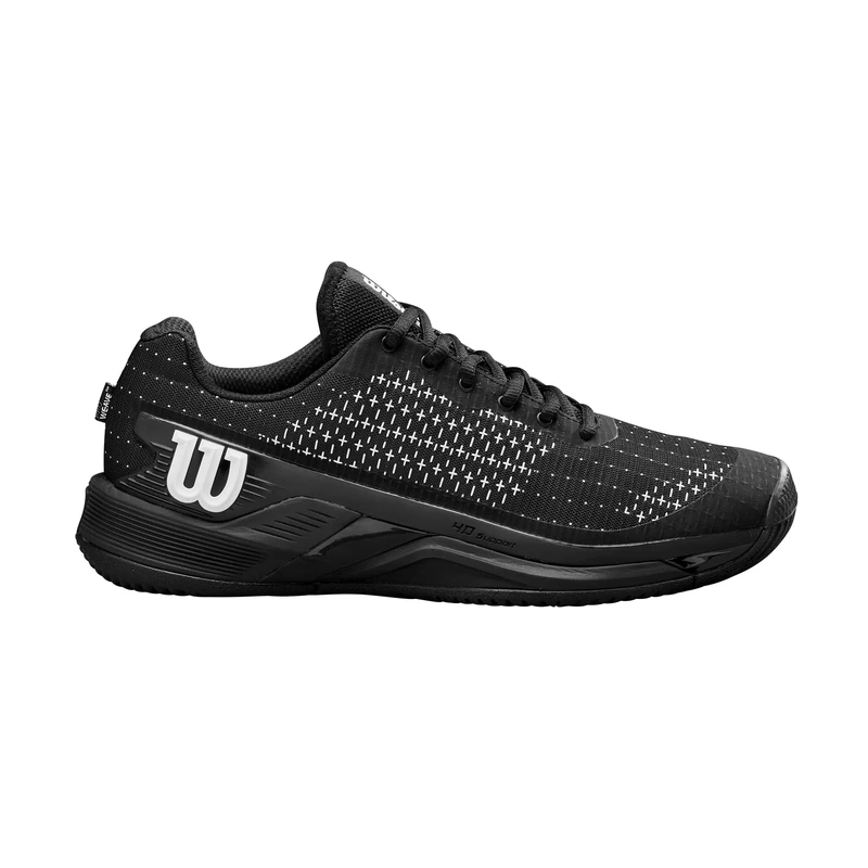 Wilson Rush Pro Extra Duty Men's Tennis Shoes, Featuring ProWeave Stability and Durable Drag Pads for Protection, All-Court Performance, Colour: Black/White, Size: 12