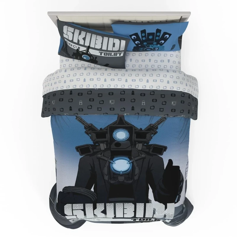 Franco Skibidi Toilet Gamer Bedding 5 Piece Super Soft Reversible Comforter and Sheet Set Full, (Officially Licensed Product)