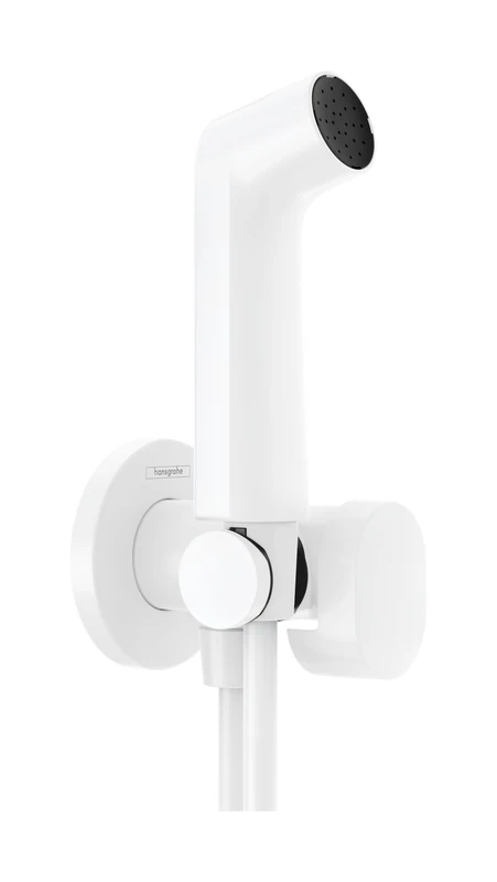 hansgrohe Bidette S 29230700 Hand Shower with 1 Water-Saving Jet Type (EcoSmart) with Shut-Off Valve, Shower Holder and Shower Hose 1.25 m for Cold Water Matte White