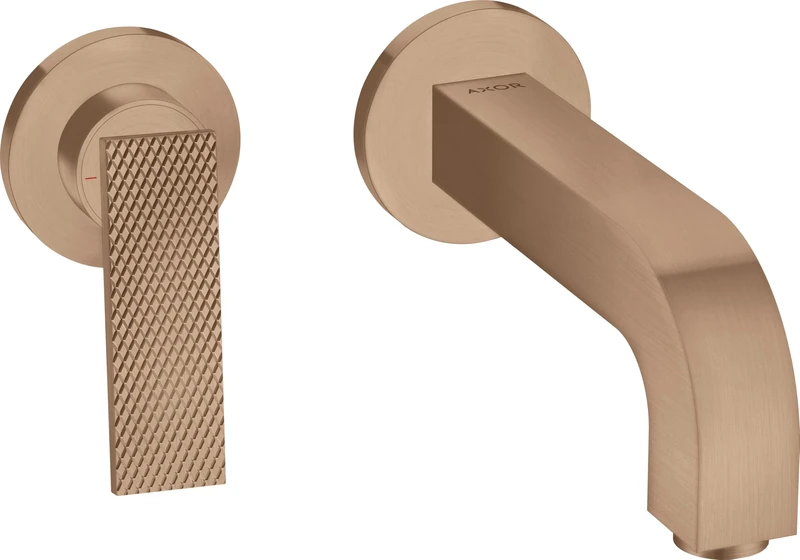 hansgrohe AXOR Citterio 39181310 Washbasin Mixer, Diamond Cut, Flush-Mounted, Projection 220 mm, Unclosable Drain Set, Colour: Brushed Red Gold