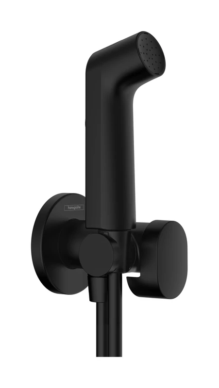 hansgrohe Water Hand Shower S with 1 Water-Saving Jet (EcoSmart), incl. Stopper Tap, Shower Head Holder and Shower Hose 1.25 m, for Cold Water, Matt Black, 29230670