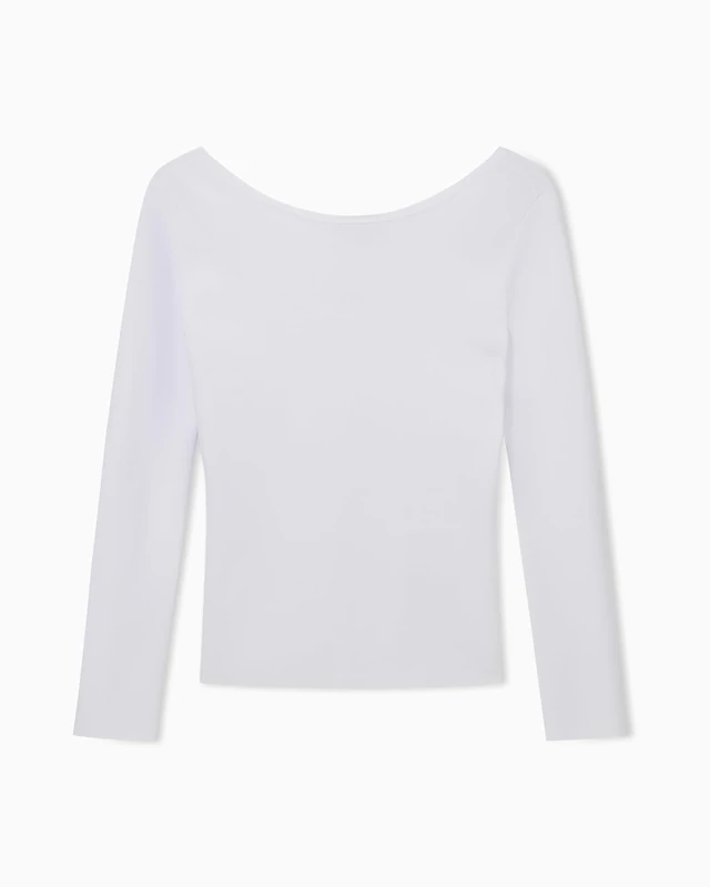 Armani Exchange Women's Long Sleeve Tone on Tone Monogram Pullover Sweater, White, XL, White (Optic White), XL - Image 1