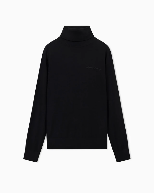 Armani Exchange Long Sleeve Side Signed Logo Sweater, Black, XL Women, Black, XL