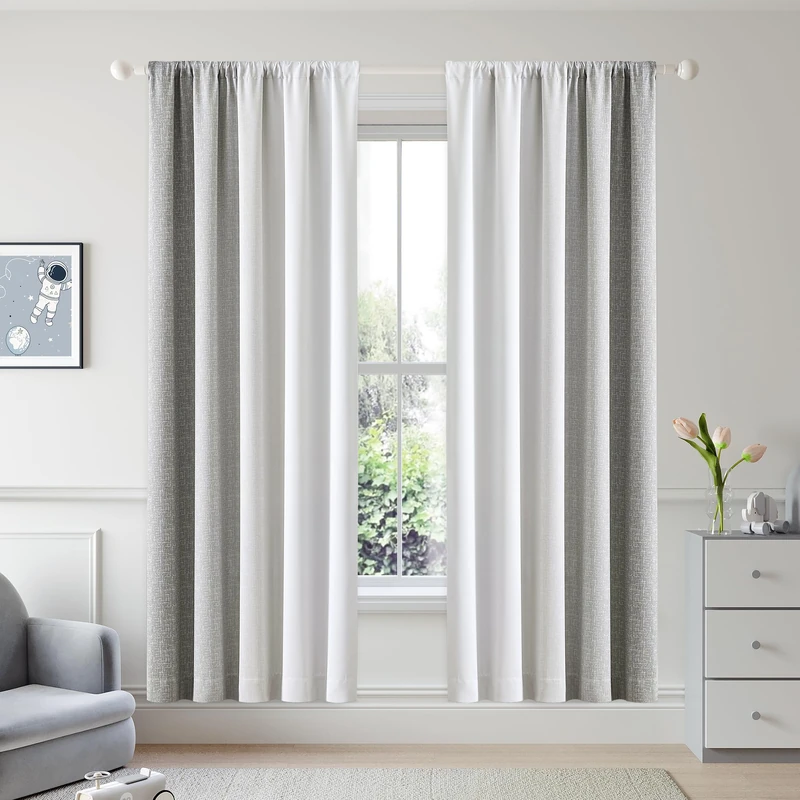 Geomoroccan Ombre 100% Blackout Curtains 72 Inches Long 2 Panels for Bedroom Living Room Grey White Gradient Patterned Room Darkening Thermal Insulated Rod Pocket Window Treatment Drapes