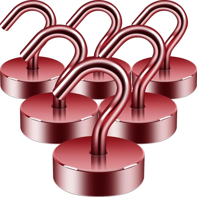 Neosmuk Magnetic Hooks, Cruise Ship Essentials, 40lb+ Heavy Duty Magnetic Hooks for Cruise Cabins, Refrigerator, Grill, Hanging, and Travel | Extra Strong Must-Haves Magnet Hook,Red