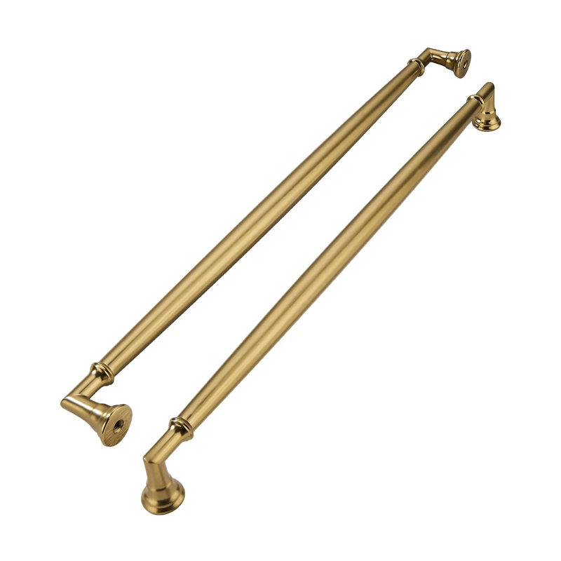 khtumeware 10 Pack 10 Inch(256mm) Brushed Brass Cabinet Pulls Heavy Duty Solid Warm Brass Cabinet Handles Kitchen Brushed Gold Cabinet Hardware for Cupboard Drawer Handles