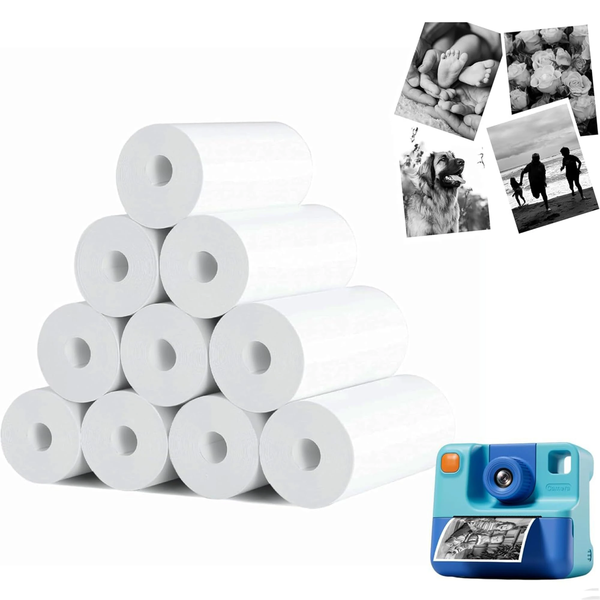 Double Dragon, 10 Rolls 57x25mm Premium Thermal Paper, BPA-Free, 10-Year Image Life, for Kids’ Instant Cameras, Credit Card Machine, PDQ Receipt Printer, Portable Mini Thermal Printers, No Ink Needed
