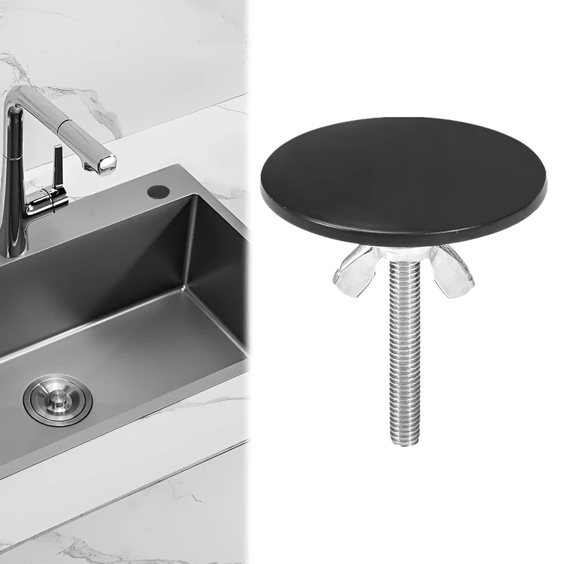 Stainless Steel Sink Blanking Cap - Tap Hole Cover for Keeps Kitchen & Bathroom Sink Clean (Black)