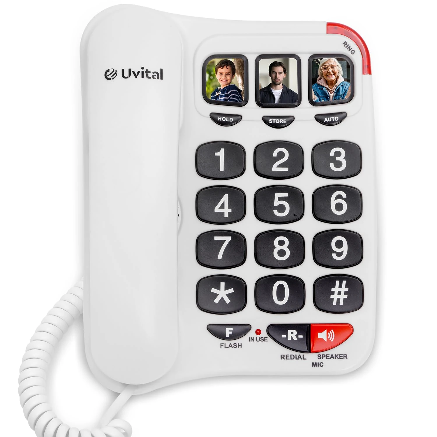 Big Button Telephone with Loud Volume, Uvital Speed Dialing Landline for Elderly, Support Adjustable Volume Loud for Hard of Hearing, Large Fonts Corded Phone