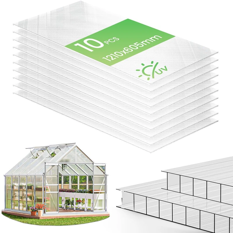 VOUNOT 10 Pcs Polycarbonate Sheets - 6mm UV Resistant Panels