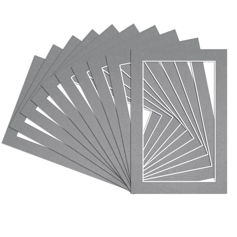 Procut Global Pack of 20 6x4 Mid Grey Picture Mounts to Fit 5x3 Photo Frames- Photo Mounts for Frames - Stylish & Durable Mount Board Card for Home Decor