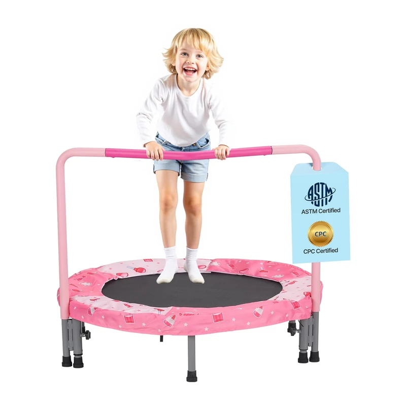 VEVOR 36" Kids Trampoline, 3FT Indoor Outdoor Trampoline, Foldable Mini Trampolines with Handle, Rebounder for Toddlers, Birthday Gift for 3+ Years Children, Boys Girls for Fun, Red