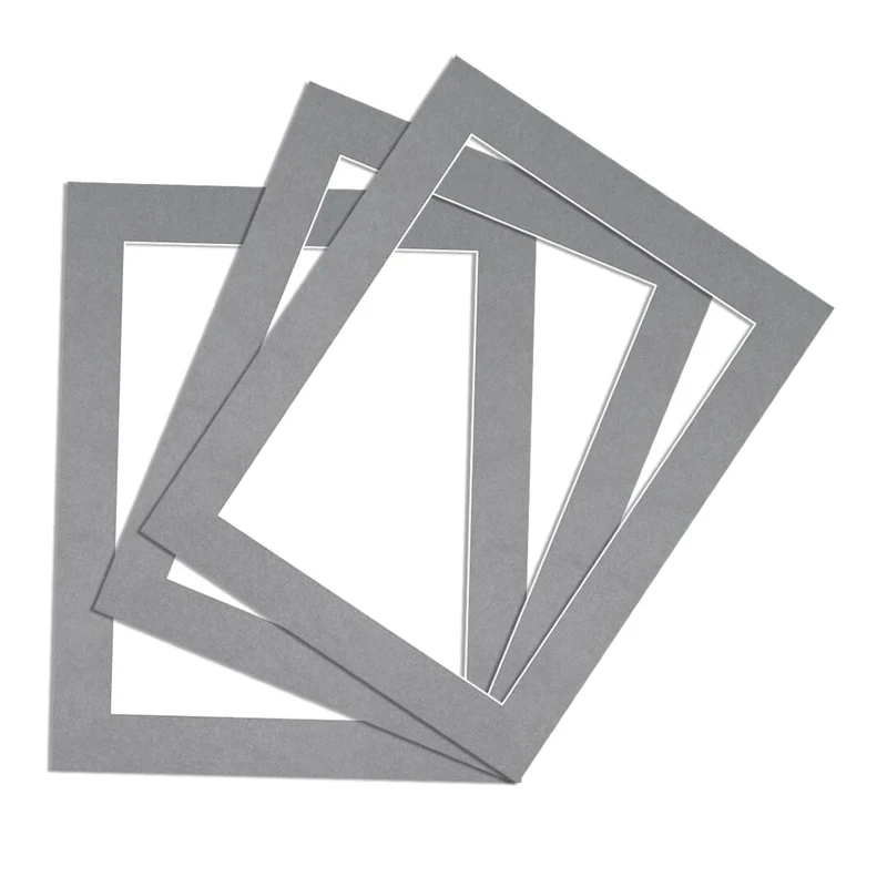Procut Global 100x70cm Mid Grey Picture Mounts to Fit 90x60cm Aperture - Precision Cut Cardboard Photo Mount - Ideal for Frames, Prints, Artwork & Certificates - Sizes & Colours Available - 3 Pack