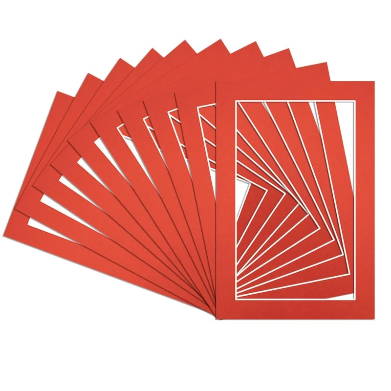 Procut Global Pack of 20 6x4 Poppy Red Picture Mounts to Fit 5x3 Photo Frames- Photo Mounts for Frames - Stylish & Durable Mount Board Card for Home Decor