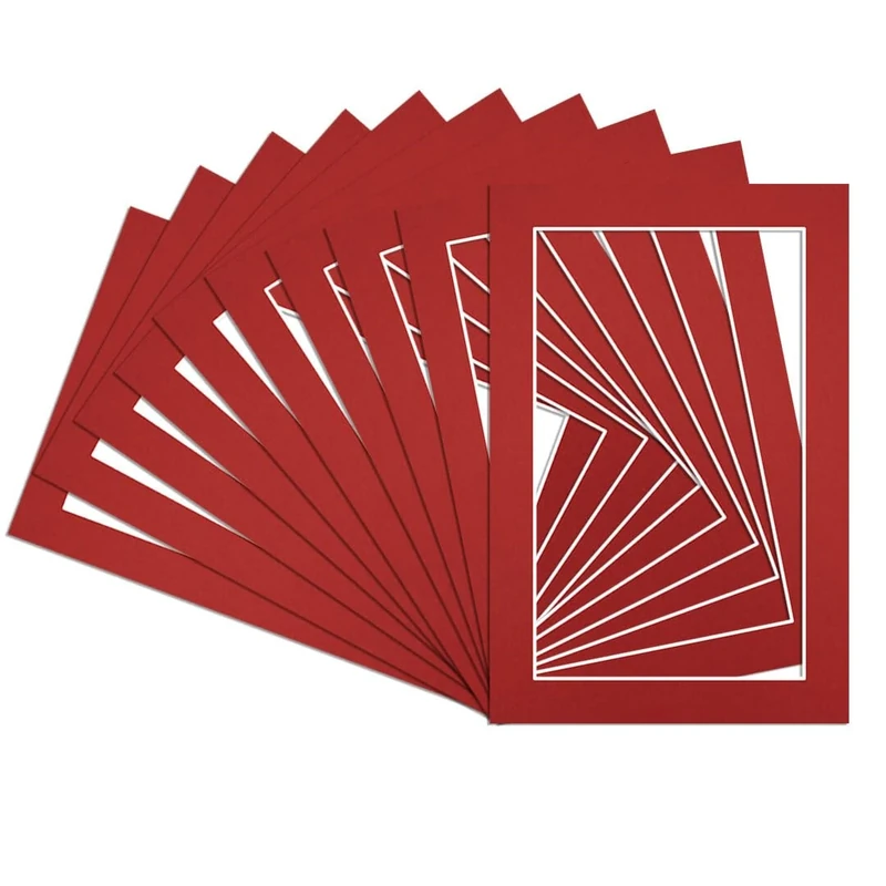 Procut Global Pack of 20 6x4 Crimson Picture Mounts to Fit 5x3 Photo Frames- Photo Mounts for Frames - Stylish & Durable Mount Board Card for Home Decor