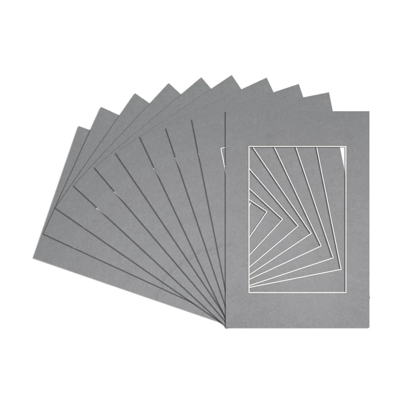 Procut Global Pack of 10 80x60 cm Mid Grey Picture Mounts to Fit 50x70 cm Photo Frames - Stylish & Durable Mount Board Card for Home Decor