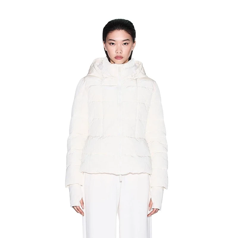 Armani Exchange Women's Sustainable, Thumbhole Sleeve, Embroidered Logo, Adjustable Hood Down Coat, ISO, XS