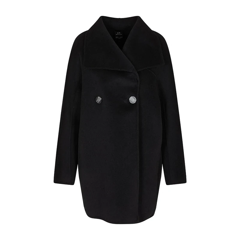 Armani Exchange Women's Sustainable, Long Sleeve, Lapel Collar Dress Coat, Black, XS