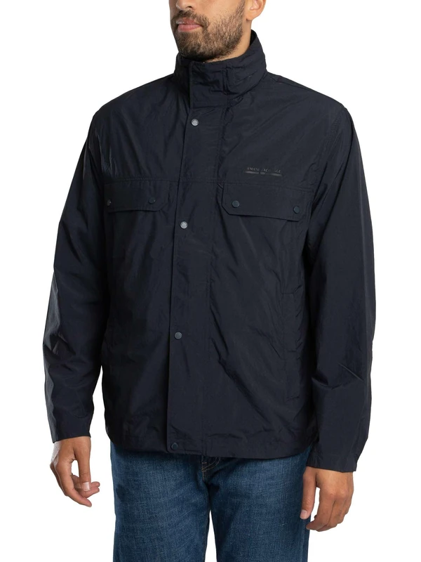 Armani Exchange Men's Long Sleeve, Urban Style, Extractable Hood Parka, Deep Navy, XL, deep navy, XL