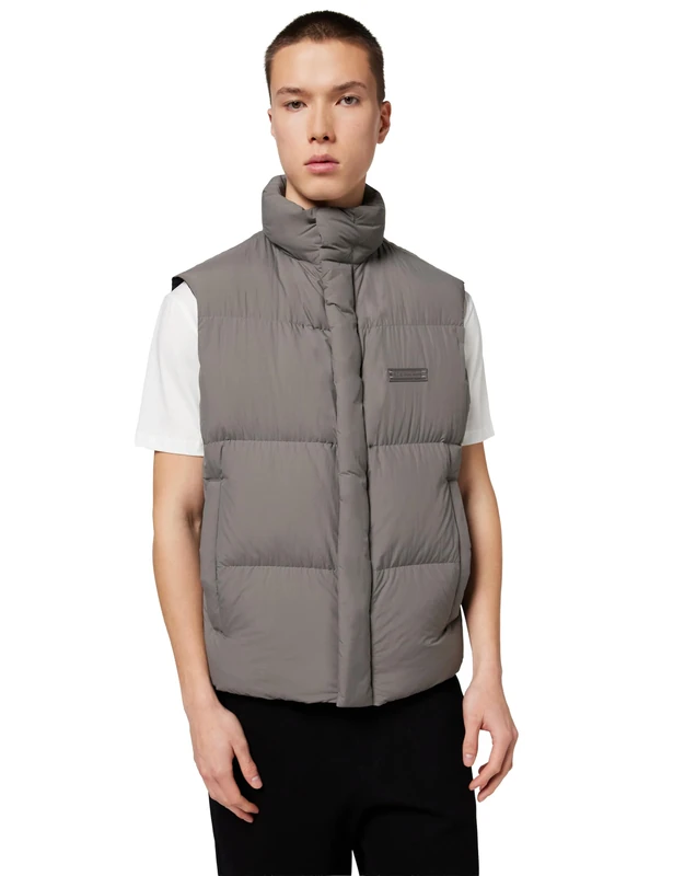 Armani Exchange Men's Zip Closure Logo Patch Down Waistcoat Grey S, Dark Gull Grey, S