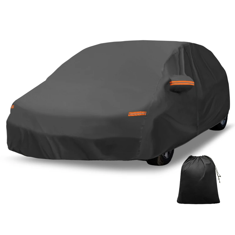 X AUTOHAUX Car Cover for Toyota Prius Hatchback - Outdoor Waterproof Sun Rain Snow Hail Protection with Left Side Zipper - 210D-PU Material