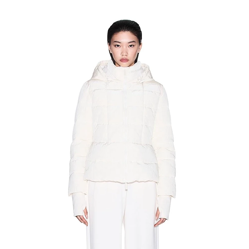 Armani Exchange Women's Sustainable, Thumbhole Sleeve, Embroidered Logo, Adjustable Hood Down Coat, Iso, S, ISO, S