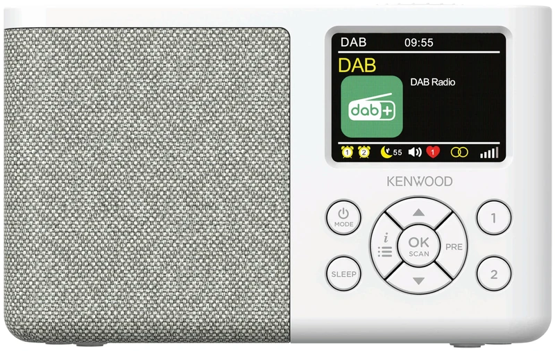 Kenwood CR-M33DAB-W - Portable DAB+ Bluetooth, built-in lithium-ion battery and 2.4 inch colour display, USB-C charging port, headphone output (stereo), white