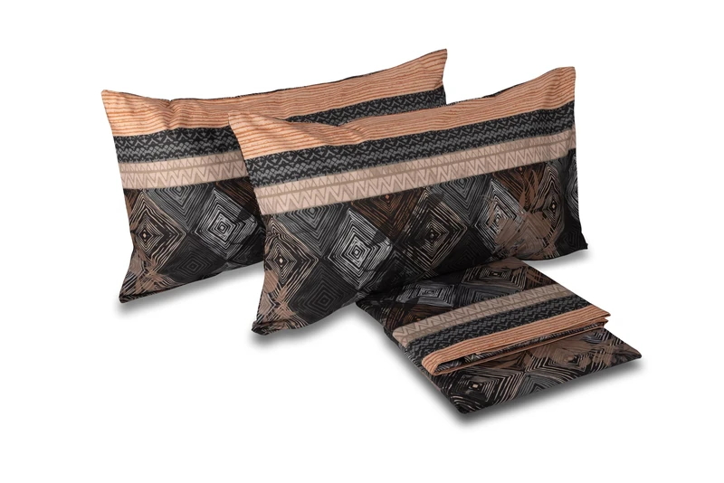 hermet Laura Biagiotti, Double Bed Sheet Set in Percale Cotton, 100% Printed Cotton, Top Sheet, Fitted Sheet, Pair of Pillowcases, Hatysa Anthracite