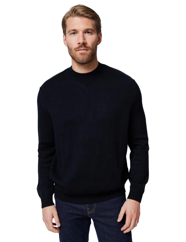 Armani Exchange Men's Long Sleeve Round Collar V-Stitch Embroidery, Pullover Sweater, Blue, XL, deep Navy, XL
