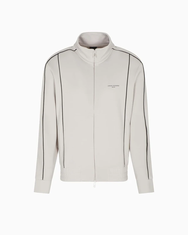 Armani Exchange Men's Long Sleeve Side Logo Zip Closure, Sweatshirt, Grey, XXL, Wind Chime, XXL